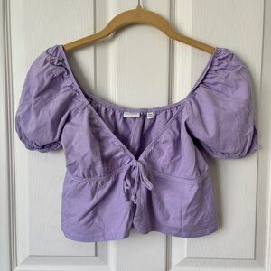 Aritzia Sunday Best Kaia Purple Puff Sleeve Crop Top